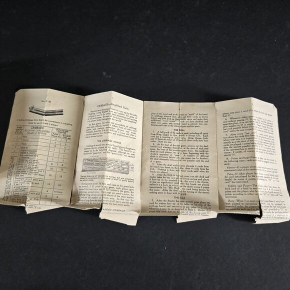 VINTAGE 1941 HORN Solid Wood Hinged Cribbage Board 4 Pegs Instructions Box USA - Picture 11 of 16